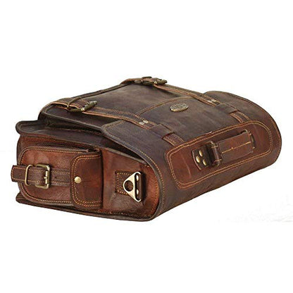 Leather Messenger Bag For Men, Vintage Handmade Laptop Briefcase and Shoulder Bag for Men, Business Satchel Office Bag - style: Large