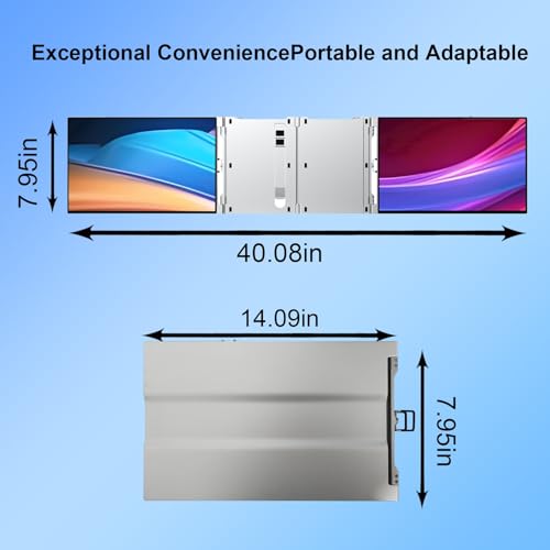 15" Dual Laptop Screen Extender for 13.3-16 Inch Laptop | 1080P Foldable Portable Monitor Create Triple Display, Plug & Play (USB-C/Mini H/D) for Work, Travel, Home, Aluminum Alloy - size: 15 Inch