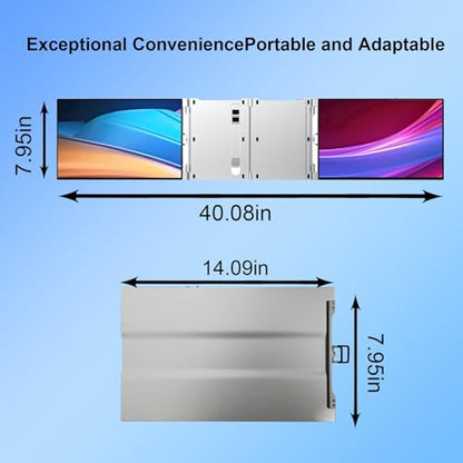 15" Dual Laptop Screen Extender for 13.3-16 Inch Laptop | 1080P Foldable Portable Monitor Create Triple Display, Plug & Play (USB-C/Mini H/D) for Work, Travel, Home, Aluminum Alloy - size: 15 Inch