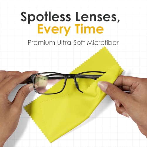 Microfiber Lens Cleaning Cloth | 12-Pack for Glasses, Sunglasses, Camera & Optical Lenses | Ultra Soft, Streak-Free Cleaning Cloths (Yellow, White & Black) - size: Pack of 12