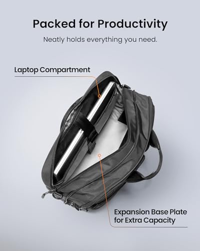 tomtoc A33 Laptop Briefcase Shoulder Bag for 15.6-16.2 Inch Laptop, Slim design with expandable large capacity for Accessory & Document Storage, Water-Resistant & Durable Recycled Fabric - size: Fits 16" laptop (Expandable)