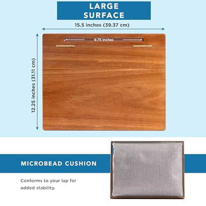 LAPGEAR Schoolhouse Lap Desk - Natural Acacia Wood, Built-in Storage - color: Natural