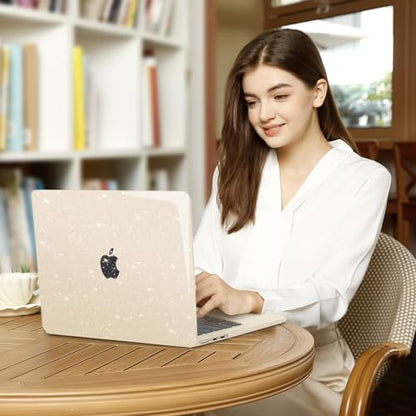 MOSISO Compatible with MacBook Air 13 inch Case M5 M4 M3 M2 2026-2022 | 4 in 1 Kit Bling Sparkly Hard Shell for MacBook Air 13.6 inch Case, Glitter Cover, A3449 A3240 A3113 A2681, Starlight - color: Starlight