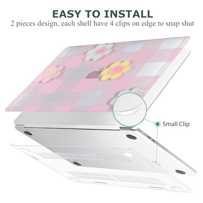 DTangLsm for MacBook Air 13 inch Case 2022 2021-2018 A2337 M1 A2179 A1932, MacBook Air M1 Case, Gingham Plush Plastic Hard Shell Cover for Mac Book Air 13.3 inch + Keyboard Cover, Pink Checkerboard - color: #2 Pink Checkerboard