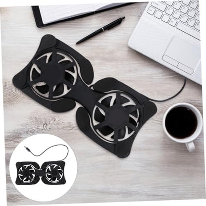 ULTECHNOVO Portable Foldable Laptop Cooler Fan Pad with Dual USB Fans Adjustable Height Notebook Cooling Stand for Gaming and Office Use Black