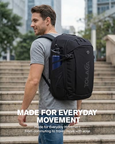 Tolaccea Travel Laptop Backpack 32L, TSA Friendly Flight Approved Computer Work Business Bag, Water-resistant Carry on Luggage, Durable Casual Daypack College Rucksack for Men Women - color: Black