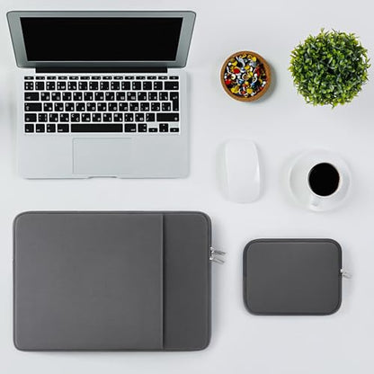 RAINYEAR 14 Inch Laptop Sleeve Case with Pocket & Accessories Pouch, Gray | Protective Padded Zipper Soft Laptop Case Carrying Computer Bag Compatible with 14 Inch Notebook Chromebook Tablet Ultrabook - color: Gray, size: 14"