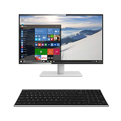 Arteck USB Wireless Keyboard Stainless Steel Ultra Slim Keyboard with Numeric Keypad for Computer/PC/Laptop and Windows 11/10/8 Rechargeable Battery