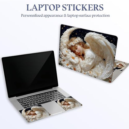 Universal Laptop Skin Sticker Decal,15.6 Inch Laptop Vinyl Cover for 13" 14" 15.6" Laptop,Scratch-Resistant Waterproof Protector Wrap,Reusable with Wrist Pads,Sleeping Angels with Daisies - color: Sleeping Angels with Daisies
