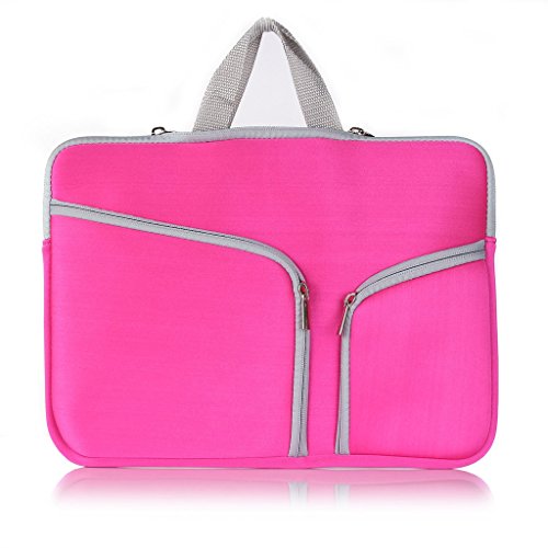 UESWILL Neoprene Soft Sleeve Bag Briefcase Compatible with 13 inch MacBook Pro/MacBook Air / 13 inch Ultrabook Chromebook Notebook Netbook Computer Tablet & 12.9 iPad Pro,(Hot Pink) - color: Hot Pink, size: 12.5-12.9-13-13.3 inches