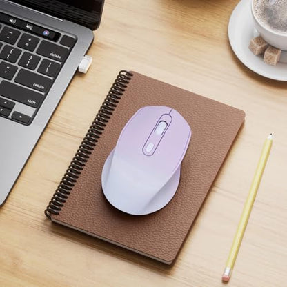Wireless Gradient Color Bluetooth Mouse,Dual Mode Rechargeable Silent Slim Laptop Mouse,Portable(BT5.2+USB Receiver) Computer Mice,for Laptop,Desktop Computer,ipad Tablet,Phone,Mac (Gradient Purple) - color: Gradient purple