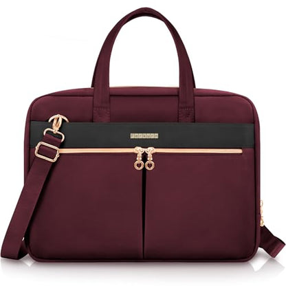Ferkurn Laptop Bag Case Women Men Computer Bag Compatible with MacBook/HP/LG/Dell, Shoulder Strap Slim Carrying Messenger Briefcase, Wine Red, 15.6-16 Inch - color: Wine Red, size: 15-15.6 inch