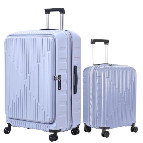 Kaleenie 2 PCS 20/29 Luggage Sets, 20” Cabin Luggage 29” Side Open Suitcase | 20 Inch with Front Pocket,29 Inch Checked Trunk Suitcase,Lightweight ABS+PC Hardshell,TSA Lock,HINOMOTO Wheels,Lilac Purple - color: Lilac Purple, size: 20/29 Set