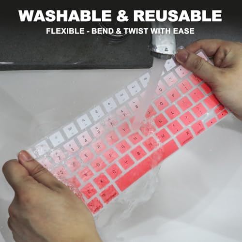 Allinside Keyboard Cover for 2026 MacBook Neo 13-inch A3404 (A18 Pro) & MacBook Air 13"/15" and MacBook Pro 14"/16" (M5 Chip), Premium Silicone Keyboard Protector Skin, US ANSI Layout, Ombre Pink - color: Ombre Pink