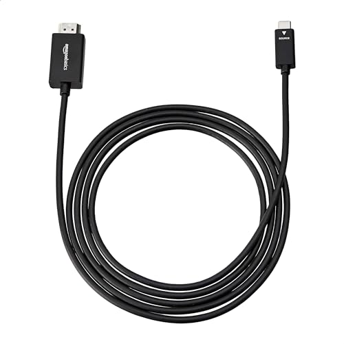 Amazon Basics Premium Aluminum Uni-Directional USB-C (Source) to HDMI (Display) Cable Adapter (Thunderbolt 3 Compatible) 4K@60Hz, 6-Foot, Black