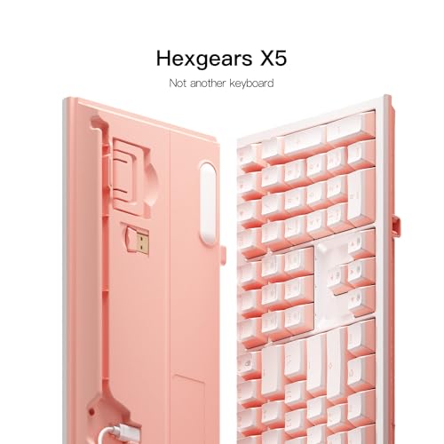 Hexgears X5 Wireless Mechanical Keyboard, Dual-Mode 2.4G/USB-C Ergonomic Full Size 108 Keys Keyboard, Kailh Box 3.0 Linear Switch, N-Key Rollover, Backlit Gaming Keyboards with Wrist Rest (Pink) - color: Pink Jelly-X5, size: Linear