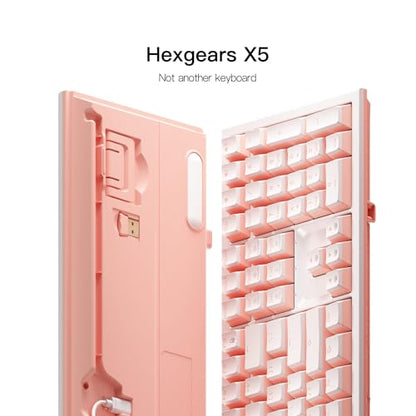 Hexgears X5 Wireless Mechanical Keyboard, Dual-Mode 2.4G/USB-C Ergonomic Full Size 108 Keys Keyboard, Kailh Box 3.0 Linear Switch, N-Key Rollover, Backlit Gaming Keyboards with Wrist Rest (Pink) - color: Pink Jelly-X5, size: Linear