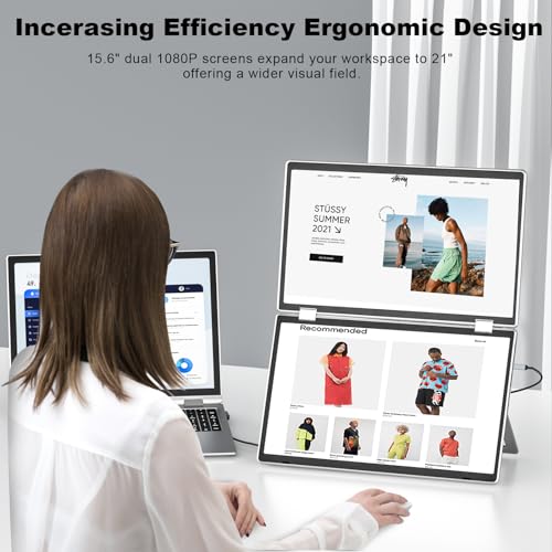 KEFEYA Laptop Screen Extender,15.6" Triple Screen Laptop Monitor Extender, 1080P FHD Portable Monitor for 13"-17.3" Laptops, Plug and Play HDMI/USB-A/USB-C for Mac/Wins/Chrome (15.6" Triple Screen) - size: 15.6" Triple Screen