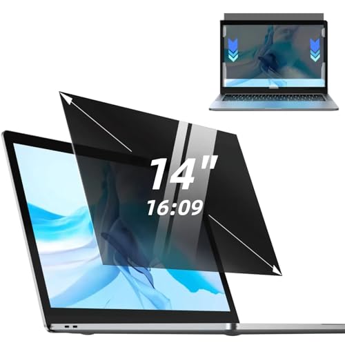 Laptop Privacy Screen 14 Inch 16:9 , Anti-Spy Privacy Filter with Anti-Glare Blue Light Protection, Removable Computer Monitor Shield for HP Lenovo Dell Acer Asus ThinkPad Envy XPS (14" (16:9, 12.2×6.9 in)) - size: 14" (16:9, 12.2×6.9 in)