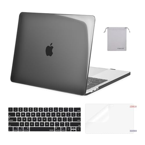 MOSISO Compatible with MacBook Pro 13 inch Case M2 M1 2026 2025 2024-2016 | A2338 A2251 A2289 A2159 A1989 A1708 A1706, Plastic Hard Shell&Keyboard Cover&Screen Film&Storage Bag, Crystal Black - color: Crystal Black