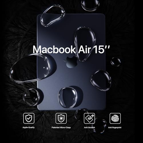 Soonjet for MacBook Air 15 inch Case, M5 M4 M3 M2 2026-2023 Keyboard Cover | 100% Color Match, Midnight Blue, Clear Matte, Anti Fingerprint & Scratch, Protective Laptop Hard Shell, Ultra Thin, Snug Fit - color: Frost Midnight
