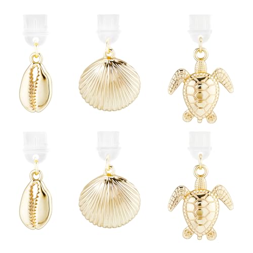 CREATCABIN 1 Box 6Pcs Dust Plug Charm Type C Kindle Charms Real 14K Gold Plated Alloy Sea Shell Ocean Turtle Summer Decoration Dustproof Charging Port Plug for Phone E-Reader USB C Cover Supplies - style: Turtle and Shell
