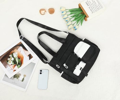 Phaoullzon Kawaii Messenger Bag Cute Purse Girls/Teens Crossbody Tote for Work - color: Black, style: Large(can Fit 14" Laptop)