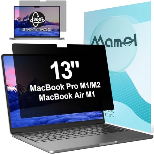 360° Privacy Screen for Macbook Pro 13 Inch (2016-2022, M1, M2) & Air 13 inch (2018-2021, M1), Anti Glare Blue Light Filter, Nano No Glue Anti Spy Black Protector for Mac Pro 13In Laptop Computer - size: MacBook Pro 13 Inch(2016-2022, M1,M2)