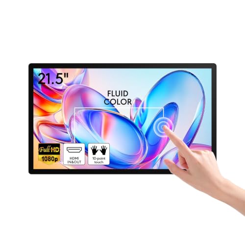 21.5 Inch Capacitive Touchscreen Industrial Monitor, HDMI/VGA/USB Ports, VESA Mount, Embedded Design for Industrial Control, Advertising, POS, Kiosk & Mirroring - size: 21.5 Inch
