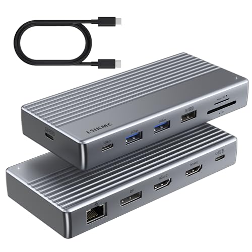 USB C Docking Station 3 Monitors,11 in 1 Laptop Docking Station Dual Monitor with Dual HDMI 4K@60hz+DP 4k@60Hz+Ethernet+3USB+1USB C+PD+SD/TF,USB C Hub Multiport Adapter for Dell/HP/Surface/Lenovo - style: 11 Ports 2 HDMI + 1 DisplayPort+4 USB