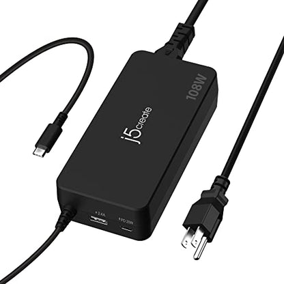 j5create 108W USB Type C PD Laptop Super Charger | For Laptops, , Tablets, Macbooks, Android, iPhone, iPad Pro, Smart Phone (JUP34108)