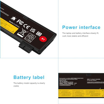 01AV423 Laptop Battery Replacement for 11.4V 24WH Lenovo ThinkPad T570 T580 T470 T480 A475 A485 P51S P52S TP25 01AV452 01AV422 01AV424 01AV490 4X50M08810 SB10K97579 SB10K97580 SB10K97581 SB10K97597 - size: 8.19x2.13x0.35inch 01AV423