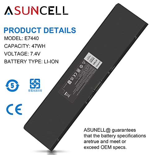 ASUNCELL 47Wh Laptop Battery for Dell Latitude E7440 E7450 7450 E7420 3RNFD V8XN3 5K1GW PFXCR 909H5 0G95J5 451-BBFT 451-BBFV 451-BBOG 451-BBFY 14 7000 Series, 7.4V - size: E7440 13.78 × 3.74 × 1.81 in