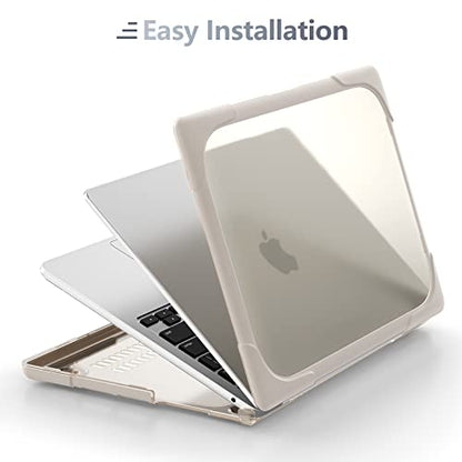 Batianda Heavy Duty Case for MacBook Pro 13 inch 2022 2020, Khaki | Ergonomic Foldable Stand Holds 22 lbs, Shockproof Bumper, Matte Translucent Hard Shell, Fits M1/M2 A2338/A2251/A2289 Model - color: Khaki