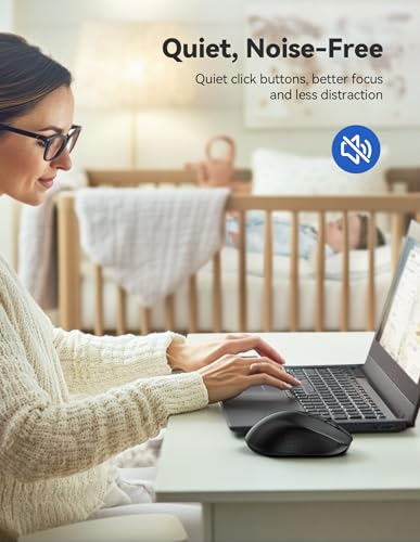 TECKNET 2-in-1 Bluetooth Mouse (BT 5.0/3.0+2.4Ghz), 6-Level 4000 DPI-Black | BT 5.0/3.0 & 2.4G wireless mouse with 4000 DPI, silent clicks, ergonomic design, and USB receiver for laptop and PC. - color: Bright Black