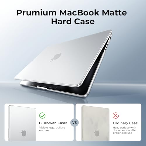 BlueSwan for MacBook Air 13 inch Case, M5 M4 M3 M2 2026-2022 Laptop Cover | 100% Match Official Color, Matte Grippy Texture, Scratch Resistant, Easy to Snap on, Air 13.6 Protective Hard Shell - color: Matte Clear