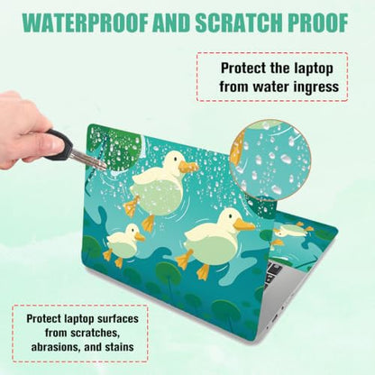 PLIGREAT Cartoon Ducks Laptop Decal Sticker Skin Cover, Cute Ducks on Pond Laptop Stickers Skins Decal Fits 12" 13" 13.3" 14" 15" Laptops Universal Waterproof Removable Notebook Art Protector