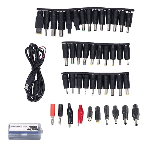 FTVOGUE Notebook Power Head Universal Laptop DC Power Head 45Pcs Adjustable 12 15 16 18 19 20 24V Adapter Tips for Laptop Repair Bench Supply Computer Maintenance