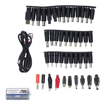 FTVOGUE Notebook Power Head Universal Laptop DC Power Head 45Pcs Adjustable 12 15 16 18 19 20 24V Adapter Tips for Laptop Repair Bench Supply Computer Maintenance