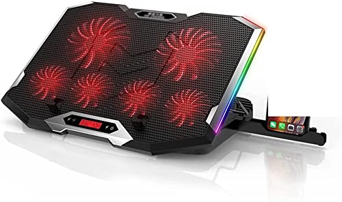 Laptop Cooling Pad, Laptop Cooler with 6 Quiet Led Fans for 15.6-17 Inch Laptop Cooling Fan Stand, Portable Ultra Slim USB Powered Gaming Laptop Cooling Pad