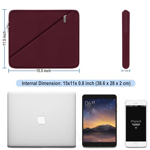 Laptop Sleeve 15.6 inch, Traveling Carrying Computer Bag with Zippered Pocket, Shockproof Protective Laptop Case Compatible for Apple Notebook, HP, Dell, Acer, Asus, Lenovo, Wine Red - color: Wine Red, size: 15.6 inch