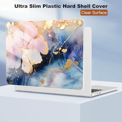 CISSOOK Compatible with MacBook Air 13 inch Case 2026 2025 2024 2023 2022 | A3449 A3240 A3113 A2681, 5in1 Set Hard Shell Case Keyboard Cover for MacBook Air 13.6 inch M2 M3 M4 M5, Marble Flower - color: Air13.6inch-Marble Flower