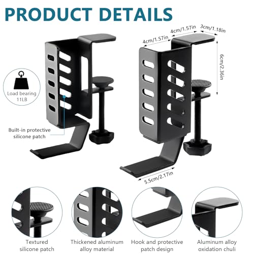 Desk Laptop Stand,No-Drill Desktop Mount,Hanging Holder for Desk - Clamp Storage for Laptops/Book/Keyboards/Headphone/Backpack Black