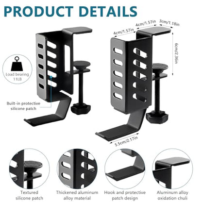 Desk Laptop Stand,No-Drill Desktop Mount,Hanging Holder for Desk - Clamp Storage for Laptops/Book/Keyboards/Headphone/Backpack Black