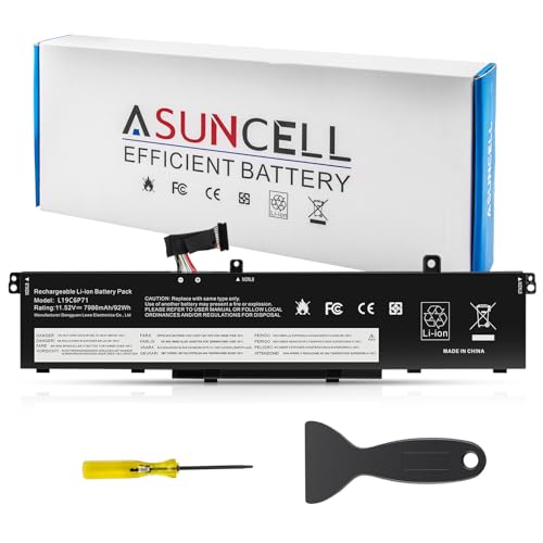 ASUNCELL L19L6P71 L19C6P71 Battery for Lenovo ThinkPad P15 P17 T15G G1 G2 Gen 1 2 Mobile Workstation 20ST 20SU 20SN 20SQ 20YU 20YQ 20YS 20YR 20UR 20US 20ST000DGE 20YU0003GE 5B10W13958 5B10W13959 94WH - size: L19L6P71 11.18 × 5.59 × 0.67 in