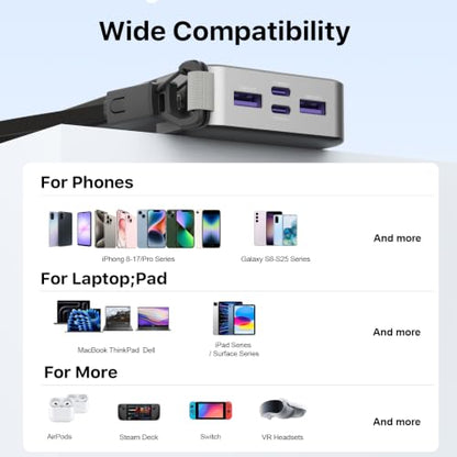 JUOVI 20000mAh 45W Power Bank + 45W Portable Charger with Detachable Cable