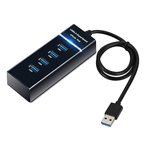 USB Hub Adapter,4 Ports USB 3.0 Splitter Compatible for MacBook,Laptop,Surfacce Pro,Ps4/Ps5,PC, Mobile HDD,Keyboard and More