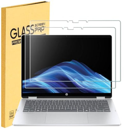 2 Pack Tempered Glass Screen Protector for New 2025 HP OmniBook 5 Flip 2-in-1 14" (14-fp0000) Laptop Touch Display 14 Inch 9H Scratch Resistant Anti-Shatter Film Anti-Fingerprint