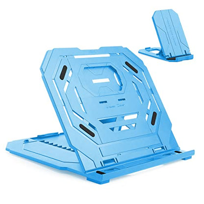 Drawing Tablet Stand, Laptop Foldable Stand for Tablet Display, 9 Levels Adjustable Angles with a Built-in Phone Holder, for 12-17 inch Drawing Tablet, Smartphones - color: Blue