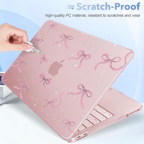 May Chen for MacBook Neo Case 13 inch 2026 | 100% Match Official Color | Pattern Printing, Anti-Crack & Scratch & Fingerprint | Protective Hard Shell Cases Laptop Model A3404 - Pink Bow - color: Pink bow